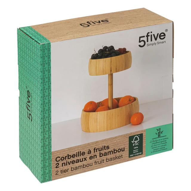 Fructiera, din bambus, cu 2 niveluri, Ø 29 cm