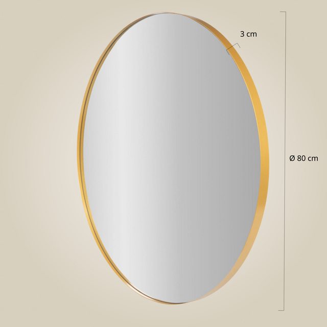 Oglindă rotundă NOOR, ramă metalică, culoare aurie, Ø 80 cm