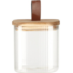Borcan din sticla cu capac din lemn, inchidere ermetica
