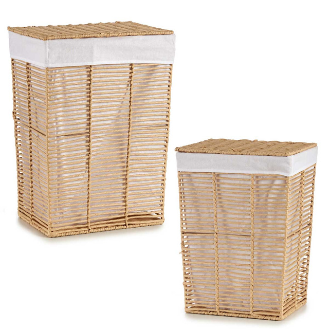 Set 2 coșuri din răchită cu capac