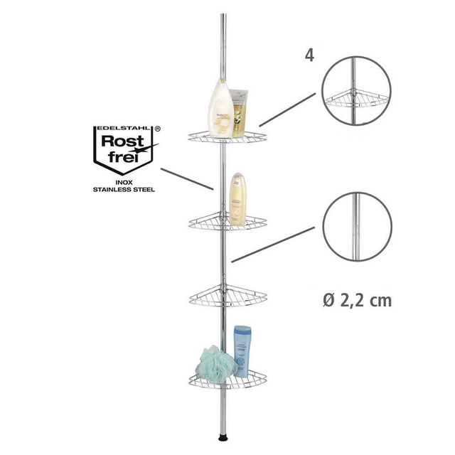 Raft de baie telescopic, colțar PREA - până la 4 niveluri, WENKO