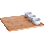 Set de servire pentru gustări, tavă din bambus și 3 boluri