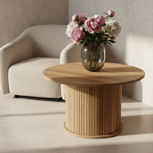 Măsuță de cafea riflată SCAVA, Ø 70 x 40 cm