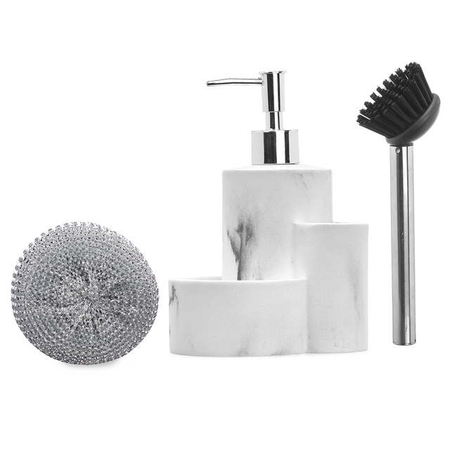 Distribuitor de lichid de spalat vase, model marmura, perie + sarma