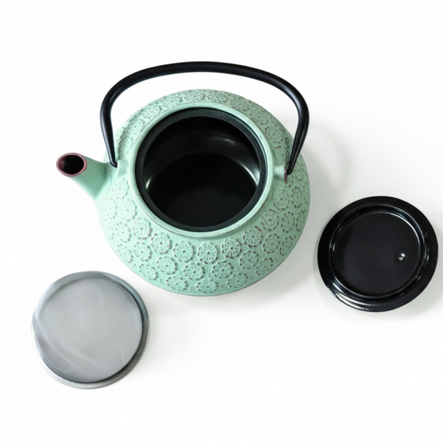 Ceainic din fontă cu infuzor KUMO, 1000 ml, verde deschis cu cupru