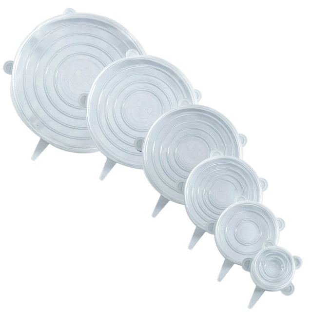 Capace din silicon pentru recipiente, flexibile, 6 bucăți
