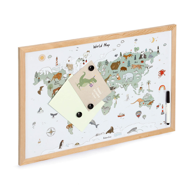 Tabla magnetica, harta lumii, 60 x 40 cm