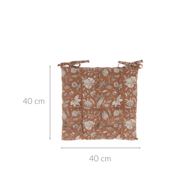 Perna pentru scaun legată, model cu flori, 100% bumbac, 40 x 40 cm