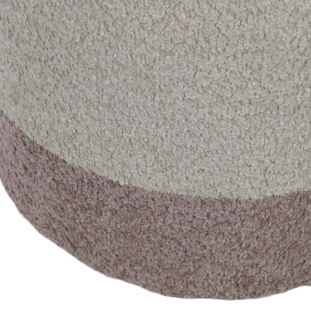 Puf rotund tapițat în două culori boucle, Ø 35 x 34 cm