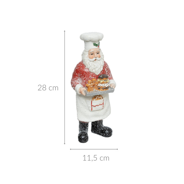 Figurina Mos Craciun cu tava si fursecuri, 28 cm