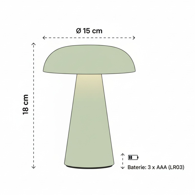 Lampa ciupercă RILO, Ø 15 x 18 cm, roz.