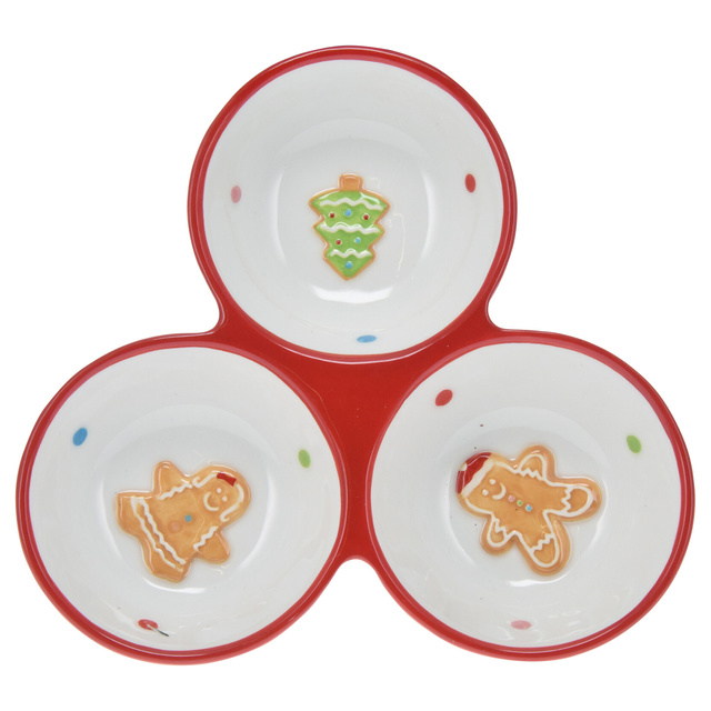 Vas de servire, trei compartimente, 19 x 19 cm, TURTĂ DULCE