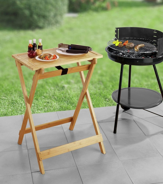 Masă de bambus pliabilă LUGO cu tablă și tavă, 3in1, WENKO