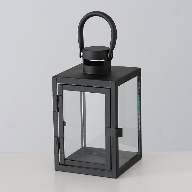 Lantern metalic cu geam din sticla, doua marimi, ARANA
