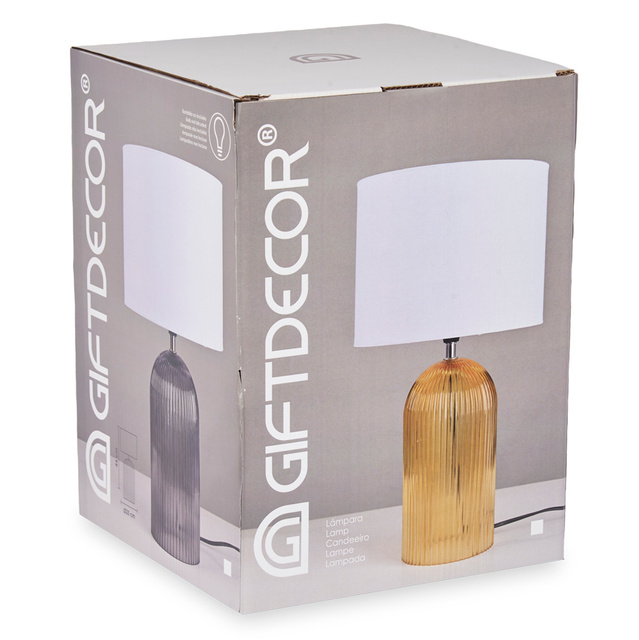 Lampa de masa cu baza din sticla canelata, LINES, Ø 25 cm