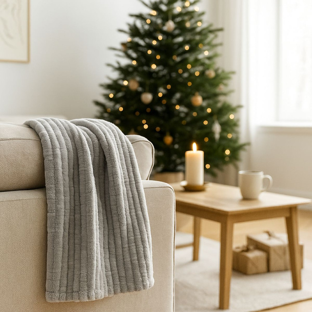 Pătură din flanel 160 x 130 cm, gri