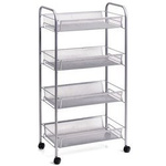 Organizator universal, suport cu roți, plasă de oțel, depozitare pe 4 niveluri, ZELLER