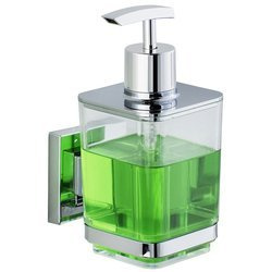 Dispenser sapun lichid cu suport QUADRO, Transparent 340 ml, WENKO