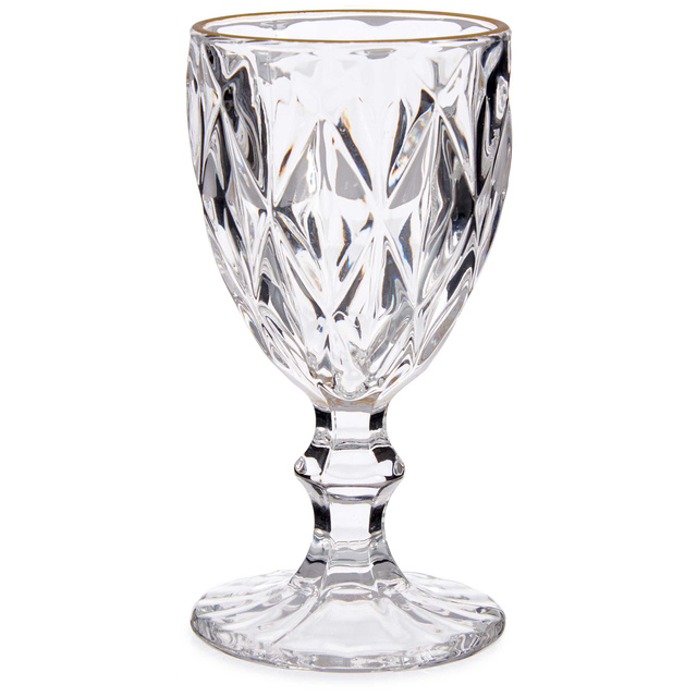 Set 6 pahare pentru apă cu margine aurie, 254 ml