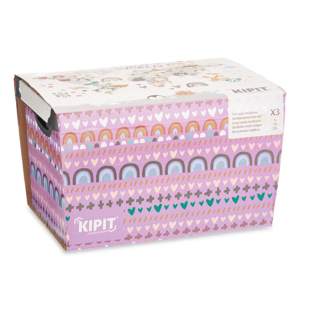 Set de cutii pentru jucării cu capace WELCOME, 3 bucăți