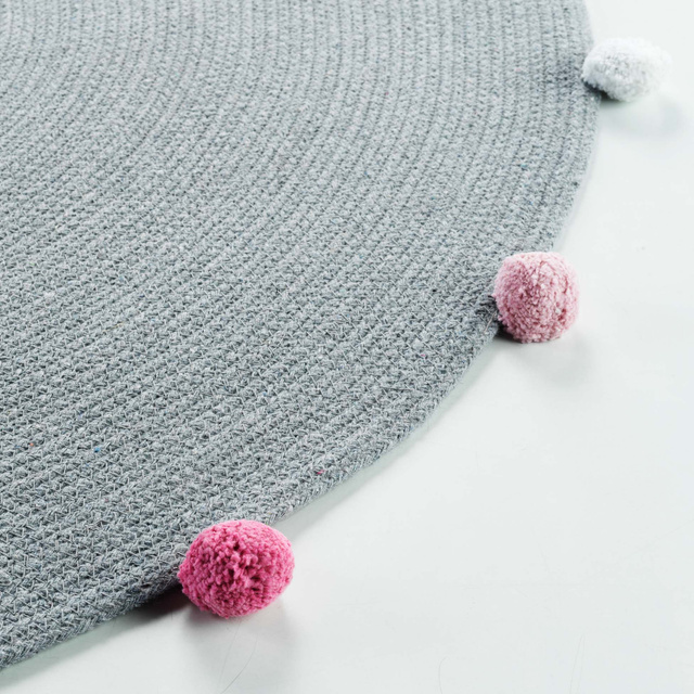 Covor rotund POMPOMPARTY, Ø 90 cm