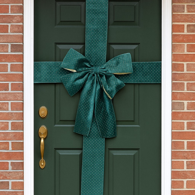 Decorațiune de Crăciun pentru ușă, fundă, 33 x 42 cm