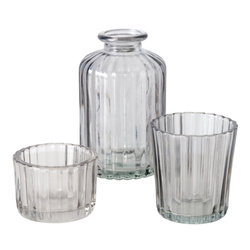Set decor din sticlă TOLKA, sfeșnice și vază, 10 cm