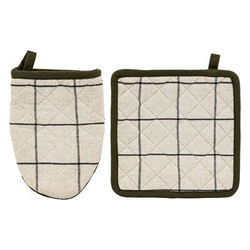 Mănușă și suport pentru vase Coral cu carouri