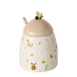 Recipient ceramic cu capac și linguriță HONEY, 445 ml