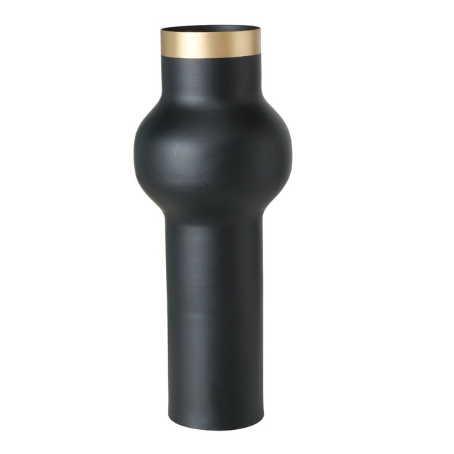 Vaza Varnjo, negru cu decor auriu, 30 cm