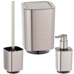 Un set de accesorii de baie AURON, dozator de sapun lichid + perie de toaleta + cos de baie, WENKO