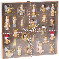 Set de jucării din lemn pentru brad, 24 buc.