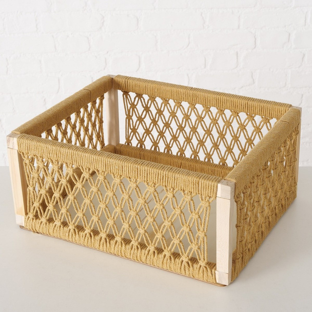 Cutii din lemn Winny cu impletitura decorativa, 3 bucati