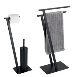 Set de baie LIRIO, suport pentru hârtie igienică 2 în 1 și suport pentru perie de toaletă + suport pentru prosoape, WENKO