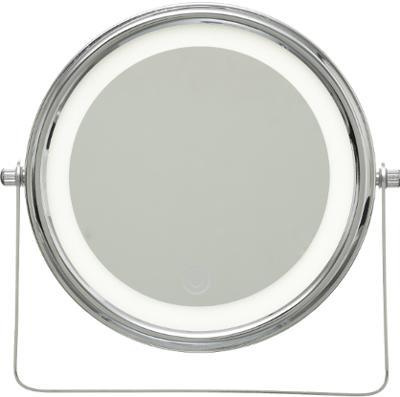Oglinda cosmetica cu LED iluminata, rotunda, in picioare