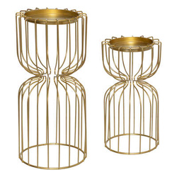 Set suporturi metalice pentru lumanari, aurii