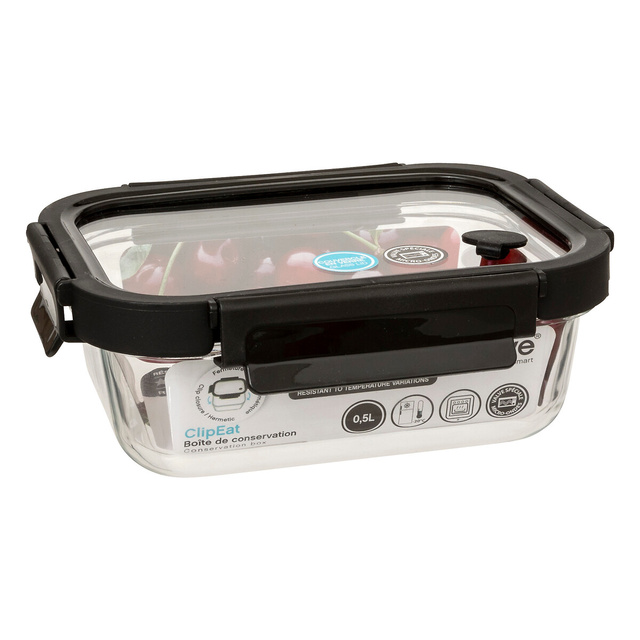 Recipient pentru alimente din sticla cu capac ermetic, transparent