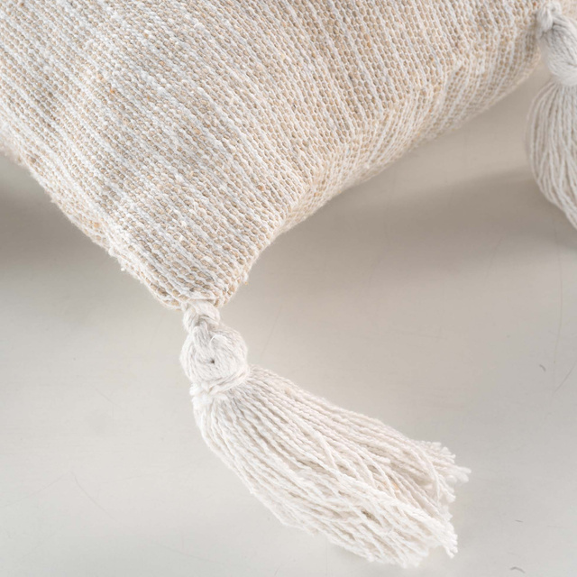 Fata de perna decorativa INES boho, bumbac, franjuri, 40 x 40 cm