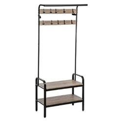 Cuier pentru jachete + 2 rafturi pentru pantofi, 74x34x170 cm
