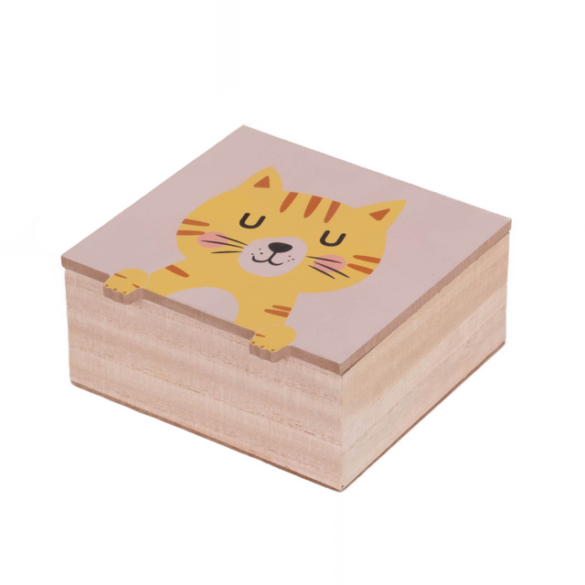 Cutiță pentru comori de copii, Animaluțe cu lăbuțe, 15 x 15 x 7 cm