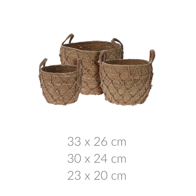 Cosuri de depozitare cu manere, din rachita si ratan, 3 bucati