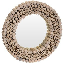 Oglinda decorativa, Home Styling Collection, Lemn/Sticla, 50 cm, Maro