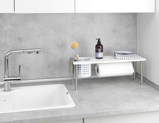 Raft de bucătărie cu suport pentru prosoape de hârtie BLANCO, WENKO, alb