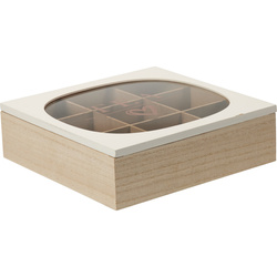 Cutie de ceai cu capac din sticlă ZEN, 24 x 24 x 7 cm