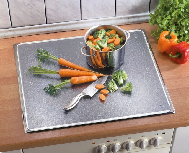 Placă de protecție din sticlă, tocător universal – 3 în 1, WENKO, transparent