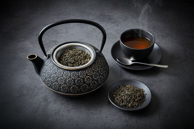 Ceainic din fontă cu infuzor KUMO, 1000 ml, negru