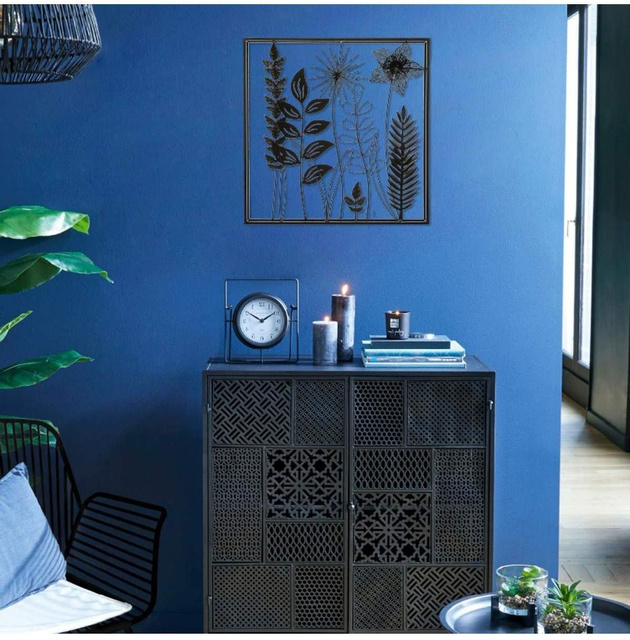 Decor de perete rama LEAVES, metal, 40 x 40 cm