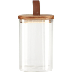 Borcan din sticla cu capac din lemn, inchidere ermetica