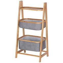 Bibliotecă cu două rafturi BAHARI, două coșuri cu structură din bambus, Wenko