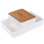 Organizator cosmetic cu capac din bambus, 26 x 17 cm